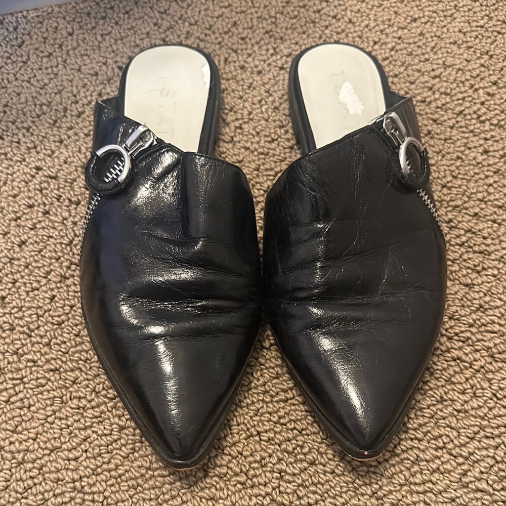 Stylish Black Leather Mules